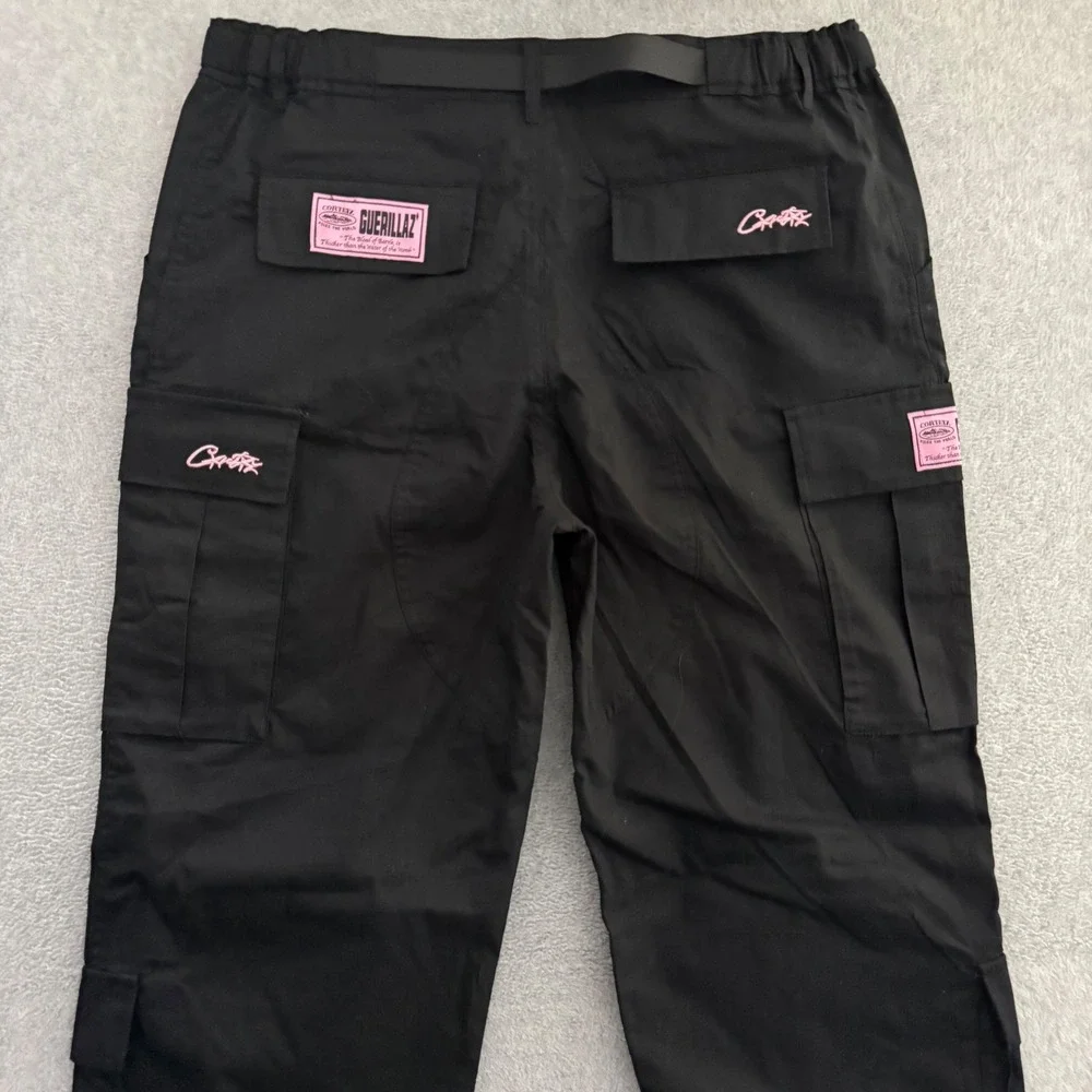 Corteiz Guerillaz Alcatraz Black Pink Ripstop Cargo Pants Mens Large 34x31 NWT